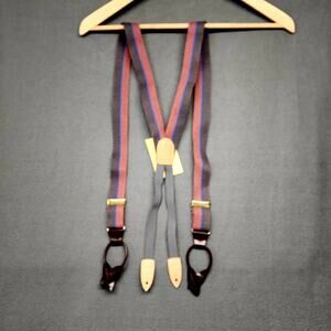 Cole Haan Suspenders Burgundy Blue Black
